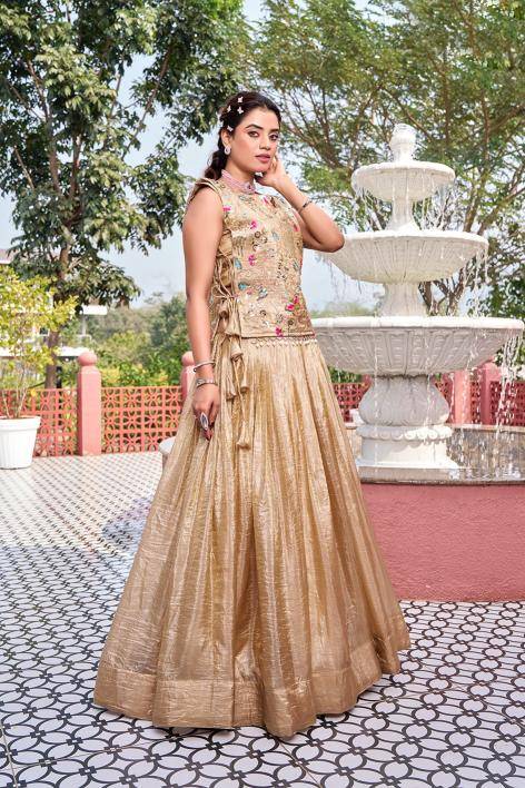Ram 166 Gold crush Cream Lehengha choli wholesaler in Mumbai